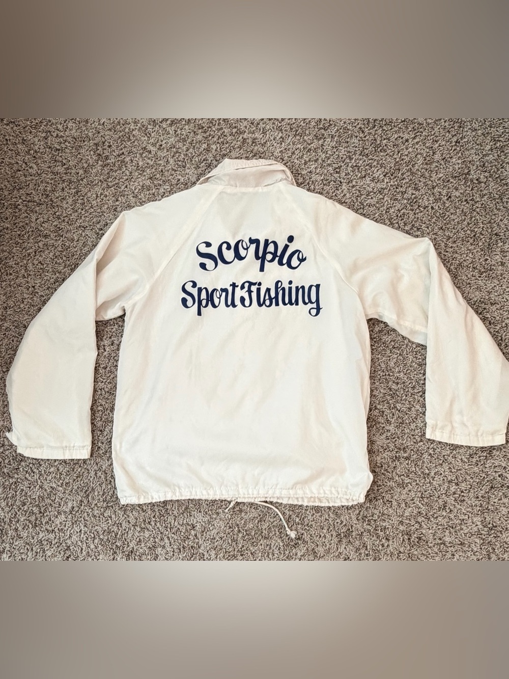 Vintage 70s Scorpio Sportfishing Windbreaker Jacket Large White Scorpion
